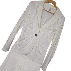 Venus Women's Linen Blend Jacket & Pant Set Sz 6 Breezy Lightweight White